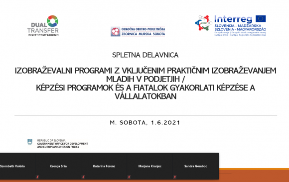 Izvedena delavnica Izobraževalni programi z vključenim praktičnim izobraževanjem mladih v podjetjih-1.6.2021