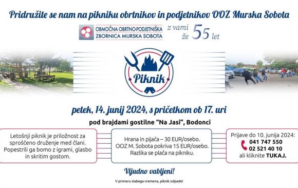 Vabilo na družabno srečanje obrtnikov in podjetnikov - PIKNIK