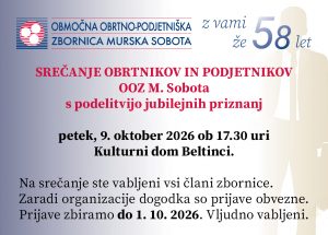 Vabilo na Srečanje obrtnikov in podjetnikov s podelitvijo jubilejnih priznanj